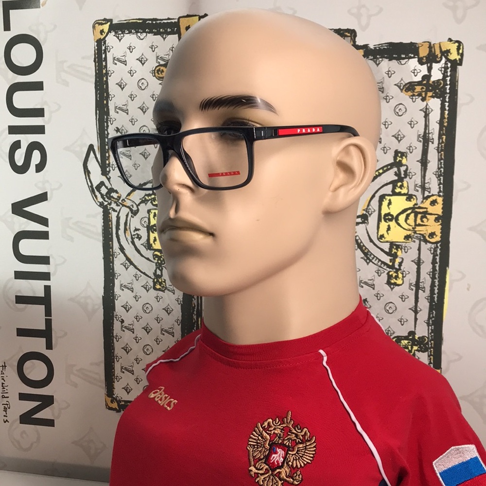 NEW AUTHENTIC Prada Linea Rossa VPS 02O Eyeglasses – Blue Crystal Full-Rim